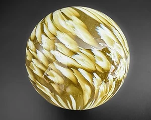 Rick Davis 1.5" Brown White Lobed Onionskin Swirl Handblown Art Glass Marble - Picture 1 of 6