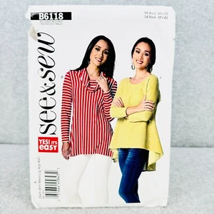 Top túnica pulóver Butterick 6118 talla grande suelta misses talla XS XXL patrón fácil - Imagen 1 de 7