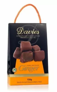904253 1 x 150g BAG DAVIES DARK CHOCOLATE COVERED GINGER AUSTRALIAN MADE CHOC - Foto 1 di 3