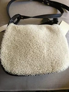 Nardelli Brown Leather & Cream-Colored Shearling Shoulder Bag - Picture 1 of 8