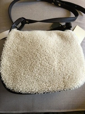 Bolso de hombro Nardelli de cuero marrón y piel de oveja color crema Foto 1 de 4