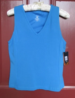 CLEARANCE Ativa Workout Top LARGE Blue Fitted Deep V Front NWT - Image 1 of 4