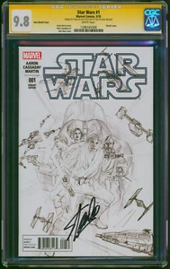 STAN LEE Signed 1st Day Release STAR WARS #1 Alex Ross Sketch Cover CGC 9.8 SS - Picture 1 of 2