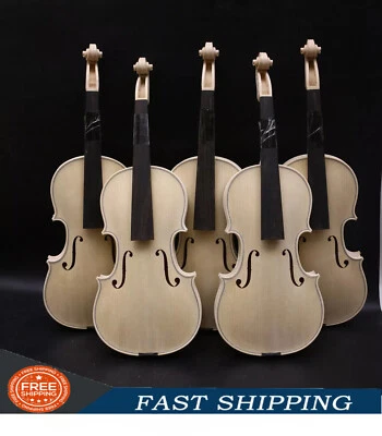 Master Hand Made Unfinished White Violin 4/4 Tiger Flame Maple Spruce Violin - Image 1 of 4