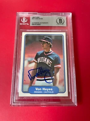 Von Hayes Indians MLB 1982 Fleer Rookie Card Signed Auto Beckett BAS COA - Image 1 of 2