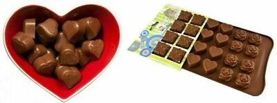 Silikon Schokoladenform Pralinenform  24 Herz Rose Geschenk Formen Schokolade - Bild 1 von 3
