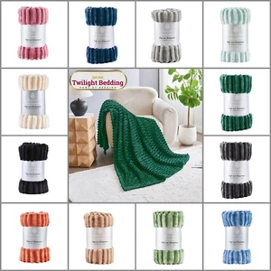 Faux Fur Ribbed Throws Fluffy Fleece Blanket Extra Large Sofa Bed Couch Chair - Picture 1 of 29