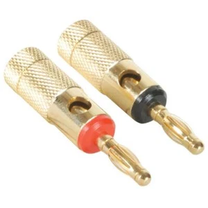 Speaker Wire Banana Plug Pair Black / Red Compression Type with floating slug - Picture 1 of 2