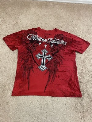 Camiseta cruzada Y2K 2000s Extreme Couture Grunge AOP talla 2XL Foto 1 de 4