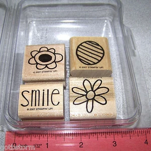 Smile Flower Circle Blossom Wood Rubber Stamp Set Stampin Up Dare to be Darling - Bild 1 von 6