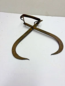 Vintage Ice Block Metal Tongs, 12” Antique Tongs Pre-Owned - Picture 1 of 5