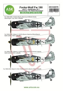 ASK 1/48 Focke-Wulf Fw 190A-8/R2 Decal p2 JG 3 Butcherbirds / 190A-8 Rammjager - Bild 1 von 1