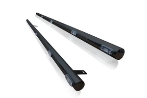 2" Black Stainless Side Bars + Amber LEDs For Ford Transit MK8 SWB MWB 2014-2021 - Picture 1 of 5