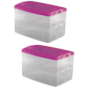 ENGELLAND 2x2 Piezas Caja de Conservación Contenedor Caja de Almacenamiento 2x2,2 L Rosa - Imagen 1 de 4