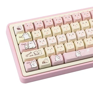 COOMICKEY Pink Keycaps 140 Keys Dye Sub Keycaps Mao Profile Cute Cat Keycaps ... - Picture 1 of 9
