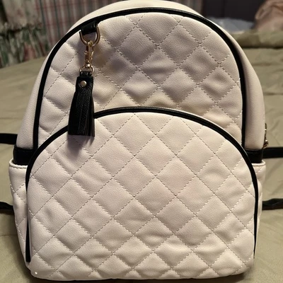 Ecosusi Soft Leather Mini Backpack - White & Black - Bookbag, Purse Or Backpack! - Image 1 of 4