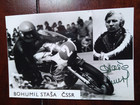 Alte Autogrammkarte  von Motorradrennfahrer Bohumil Stasa CSSR handsigniert
