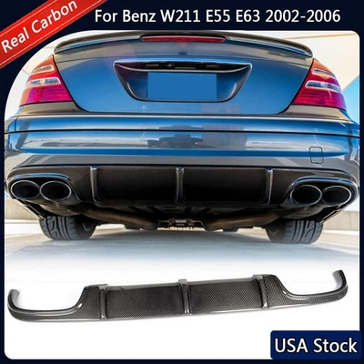 Labio difusor parachoques trasero carbono real para Mercedes Benz W211 E55 E63 2002-2006 Foto 1 de 4