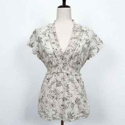 Top de relatividad Y2K para mujer L beige floral mariposa cintura imperio cottagecore boho Foto 1 de 4