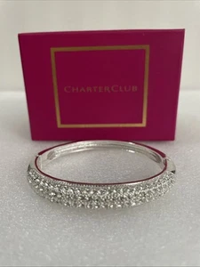 Brazalete Brazalete Bisagras Charter Club Nuevo En Caja Cristales Color Plata Disfraz - Imagen 1 de 6