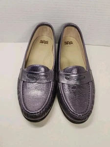 SAS Purple Metallic Penny Loafers 9 Wide - Picture 1 of 12