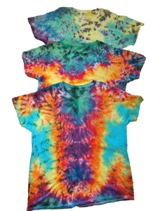 3 Lot Handmade Tie Dye Shirt Unisex Men Women Sz 2XL Hippie Tee Boho Gildan - Picture 1 of 2