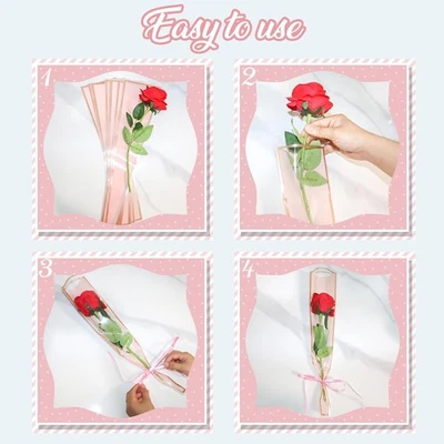 150 Pcs Mother's Day Single Flower Sleeves Wrapping Bags Single Rose Packagin... - Image 1 of 4