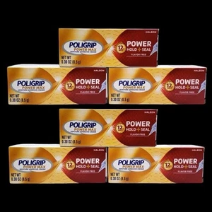 Crema adhesiva para dentaduras postizas Poligrip Power Max 12 horas de sujeción + sello 0,30 oz viaje 6 tubos - Imagen 1 de 11