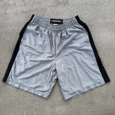 Pantalones Cortos de Baloncesto Nike Años 90 De Colección Para Hombres XL Negro Gris Deslumbrante Brillante Y2K Azul Swoosh Foto 1 de 4