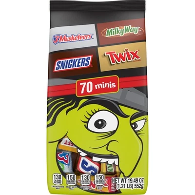 Snickers, Twix, Milky Way & 3 Musketeers Minis Halloween Candy , 70 Ct Bulk Bag - Image 1 of 4