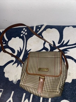 Polo Ralph Lauren Houndstooth Tweed Shoulder Crossbody Bag Purse Y2K 2000s Club - Image 1 of 4