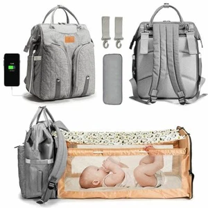 Baby 3 in1 Diaper Bag Backpack w/Bed, Multifunction Travel Bassinet, Nappy Bag - Picture 1 of 7