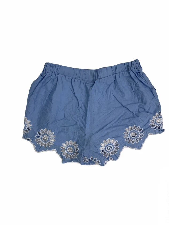 Mud Pie Women’s Size S (4-6) Eyelet Hem Blue Pajama Shorts - Image 1 of 4