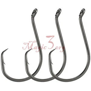 100/200pcs 7384 Strong Offset Sport Circle Fishing Hook Black Fish Octopus Hooks - Picture 1 of 10