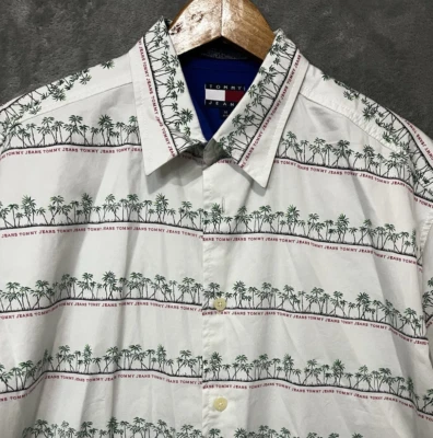 NUEVA Camisa Hawaiana Tommy Hilfiger Mediana Algodón Manga Corta Palmeras Foto 1 de 4