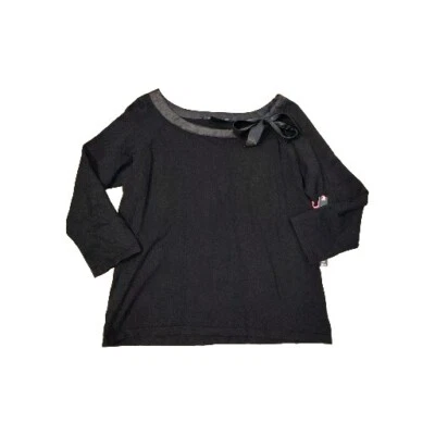 NUEVA Camisa Pierre Cardin L Cuello Redondo Satinado con Lazo Lateral Mangas 3/4 Suéter Top  Foto 1 de 4