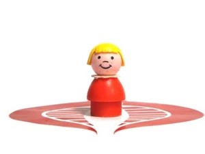Fisher Price Little People Blonde Girl Red Orange Dress - Picture 1 of 1