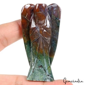 Piedra de sangre bicolor natural sin tratar de 235 quilates jaspe tamaño bolsillo ángel 2,6 pulgadas - Imagen 1 de 6