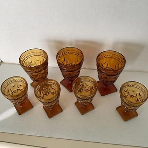 Vintage Amber Colony Park Indiana Glas Sunburst Boden Standgläser 2 Größe - Bild 1 von 9