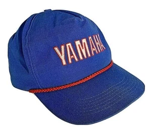Vintage YAMAHA Snapback Hat Cap USA Made Blue, Red Cord Embroidered 70's Trucker - Picture 1 of 11