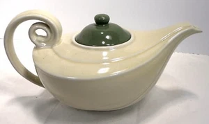 Vintage Hall China Aladdin Teapot w/Lid Off White Green 1939-1959 - Picture 1 of 9