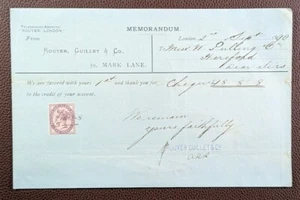 1890 Rouyer, Guillet & Co. Mark Lane London REceipt - Picture 1 of 1