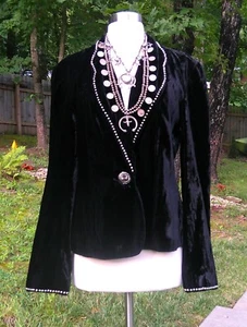 Double D Ranch Black Velvet Studded Blazer Jacket Large EUC - Picture 1 of 6