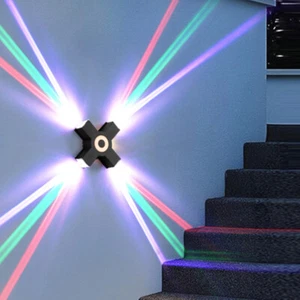 LED Outdoor Wall Mounted Lamp Triple Beam Lighting Waterproof Star Light Fixture - Picture 1 of 28