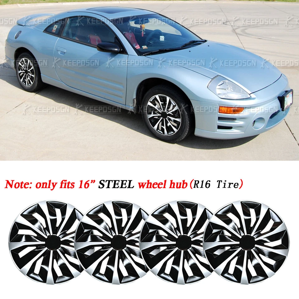 4x Tapacubos ABS Tapacubos Cubiertas Para 90-05 Mitsubishi Eclipse 16" Llanta Acero Foto 1 de 4