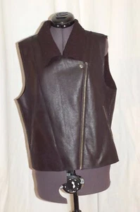 C & C California Womens Vest Large L Faux Fur Shearling Side Zipper Sleeveless - Picture 1 of 12