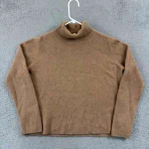 Lands End Turtleneck Sweater Womens XL Tan Ribbed Long Sleeve Cashmere Causal - Picture 1 of 11