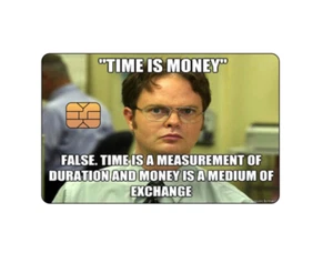 "TIME IS MONEY" Funny Credit / Debit Card Skin Cover Decal Sticker *SMALL CHIP - Picture 1 of 2