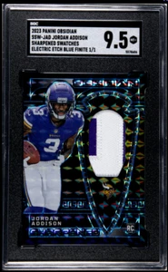 2023 Obsidian Jordan Addison Sharpened Swatch EE Blue Finite 1/1 SGC 9.5 ROOKIE - Picture 1 of 2