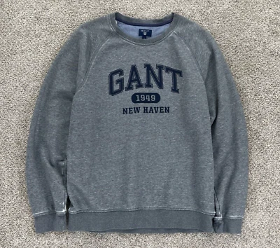 GANT New Haven Terry 针织运动衫男式 L 灰色复古水洗轻便羊毛 — 第 1/4 张图片